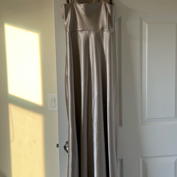 Birdy Grey Lisa Long Bridesmaid Dress in Neutral Champagne - Picture 7 of 7